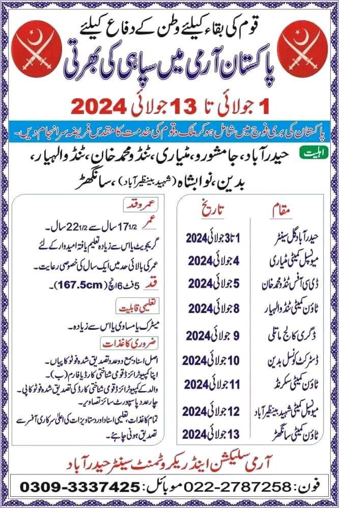 Join Pak Army Soldier Jobs 2024 Advertisement