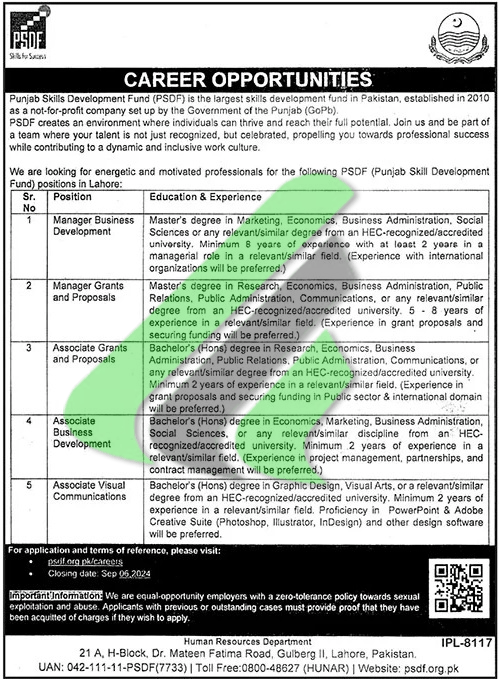 PSDF Jobs 2024 Advertisement 