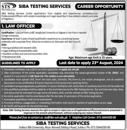 Sindh Testing Service Pakistan Jobs 2024 Advertisement: