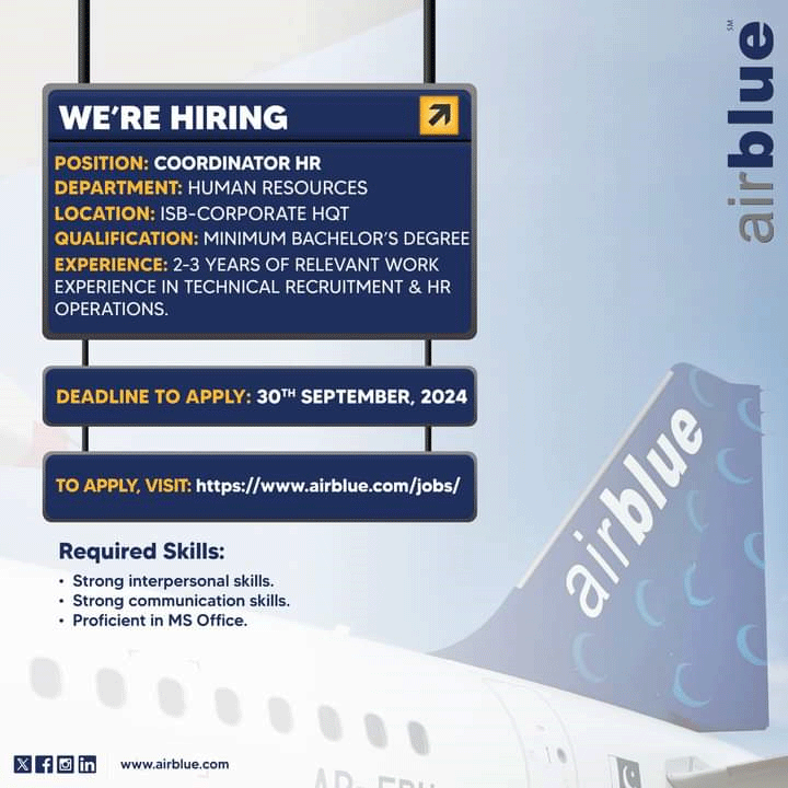 Airblue Jobs 2024 Advertisement