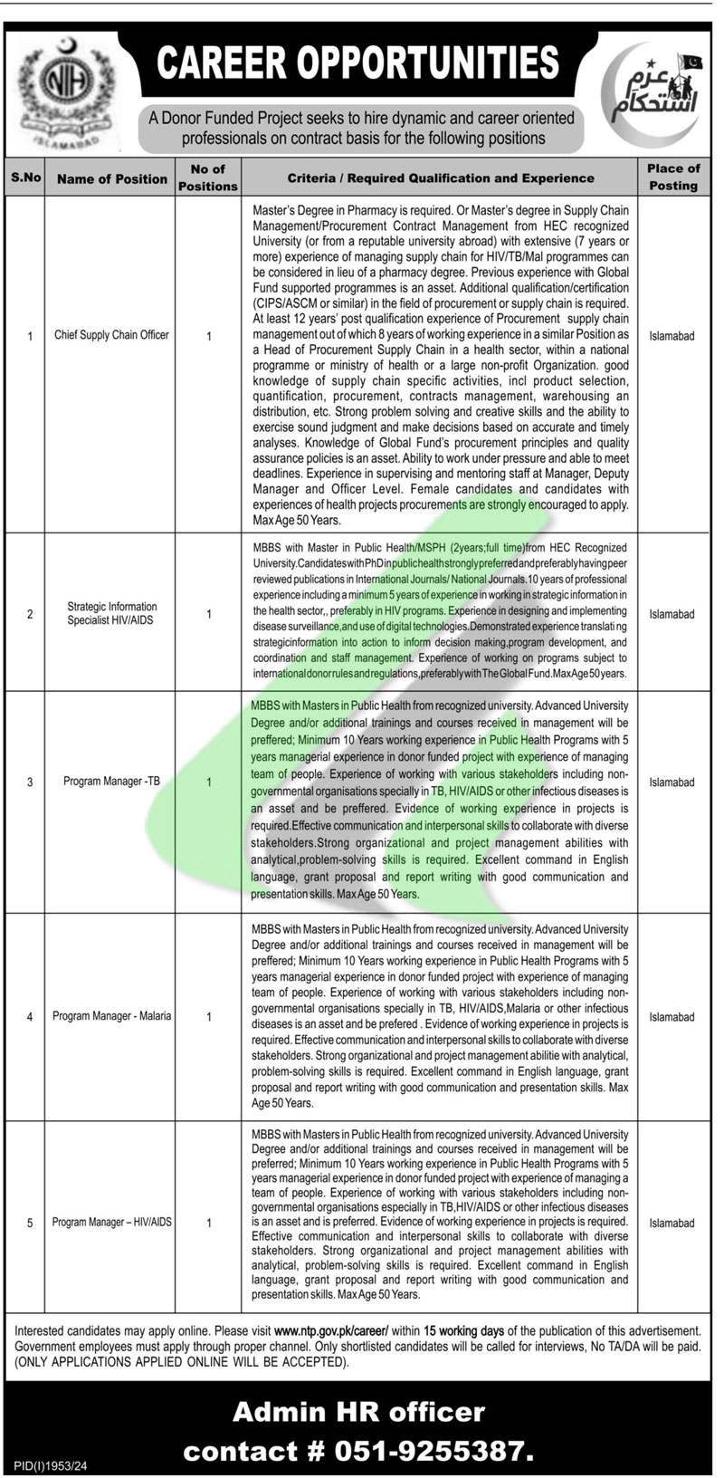 NTP Jobs 2024 Advertisement