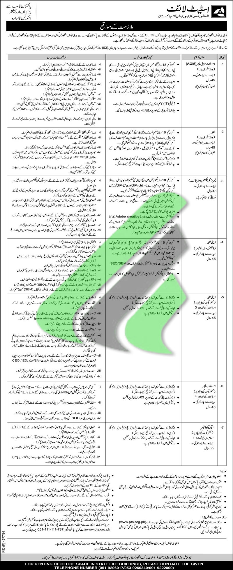 SLIC Jobs 2024 Advertisement 