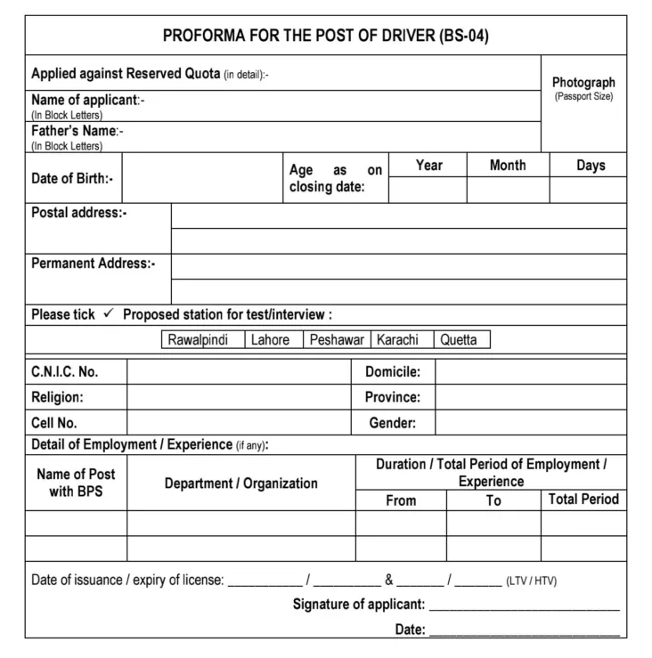 Survey of Pakistan Rawalpindi SOP Jobs 2024 Application Form