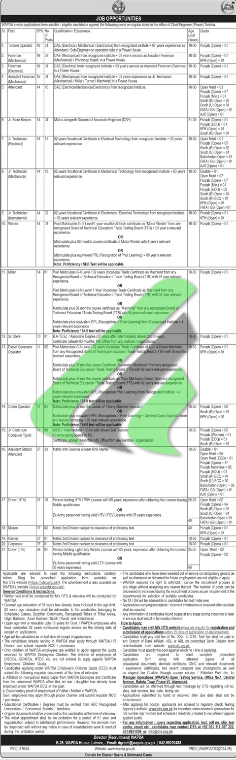 WAPDA Jobs 2024 Advertisement