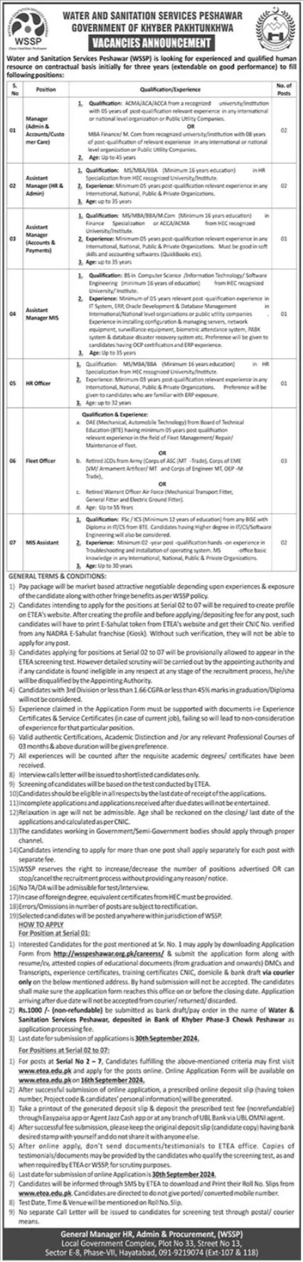 WSSP Jobs 2024 Advertisement 